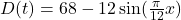 D(t)=68-12\sin(\frac{\pi}{12}x)