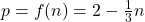 p=f(n)=2-\frac{1}{3}n