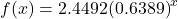 f(x)=2.4492{(0.6389)}^{x}