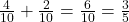 \frac{4}{10} + \frac{2}{10} = \frac{6}{10} = \frac{3}{5}