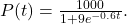 P(t)=\frac{1000}{1+9e^{-0.6t}}.