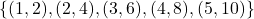 \{(1, 2), (2, 4), (3, 6), (4, 8), (5, 10)\}
