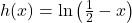 h(x)=\mathrm{ln}\left(\frac{1}{2}-x\right)