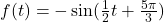 f(t)=-\sin(\frac{1}{2}t+\frac{5\pi}{3})