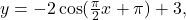 y=-2\cos(\frac{\pi}{2}x+\pi)+3,