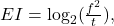 EI = \log_{2}(\frac{f^2}{t}),