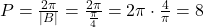 P=\frac{2\pi}{|B|}=\frac{2\pi}{\frac{\pi}{4}}=2\pi\cdot \frac{4}{\pi}=8