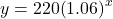 y=220{\left(1.06\right)}^{x}