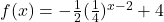 f(x) = -\frac{1}{2}(\frac{1}{4})^{x-2} + 4