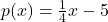 p(x) = \frac{1}{4}x - 5