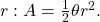 r:\text{​}A=\frac{1}{2}\theta {r}^{2}.